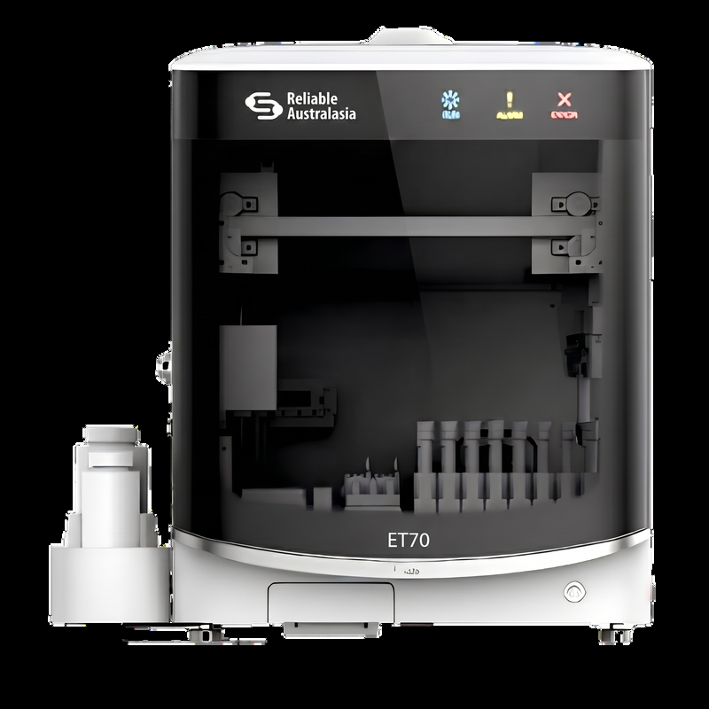 The ET70 Automated Sample Pre-Processing System, an enclosed benchtop autosampler for blood and urine tubes